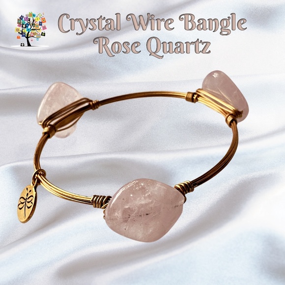 Dragonfly Spirit Designs Jewelry - Crystal Wire Bangle Rose Quartz